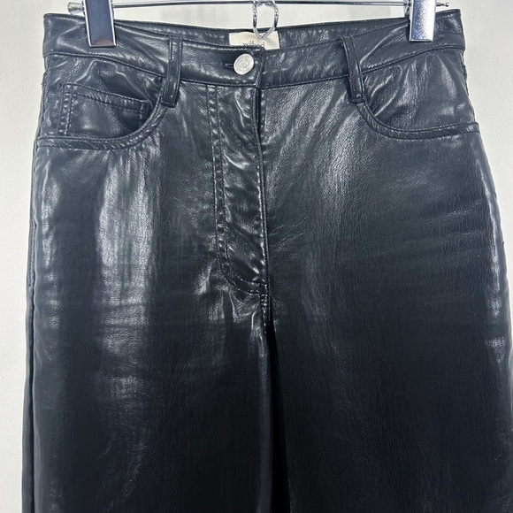 Aritzia Wilfred Melina Black Faux Leather Super High Rise Straight Leg Pants - Picture 3 of 7
